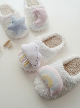 冬季北欧ins风立体装饰软绵绵保暖棉拖鞋静音软底室内家居拖鞋