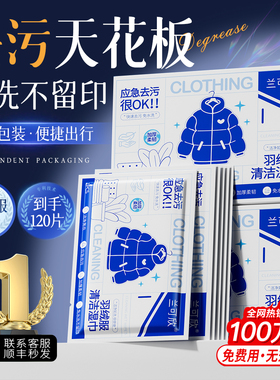 羽绒服免洗清洁湿巾免水洗专用强力去污渍擦拭去油干洗独立包装