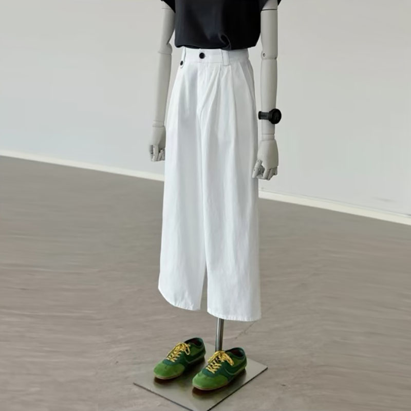 舒适高腰显瘦宽松九分阔腿裤