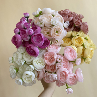 6枝1扎 迷你小露莲花苞 手捧家居装饰外贸样板间茶花茶玫婚庆田园