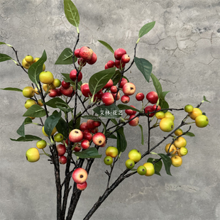 仿真果实海棠果北欧短枝家居客厅花店婚庆酒店软装饰工程插花假果