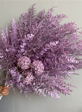 【紫色系②链接】迷雾婚礼堂塑料配草叶材装饰芦苇草插花吊顶垂挂