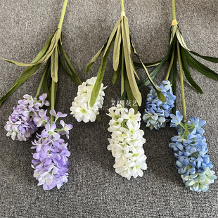 2头法式大风信子 紫罗兰葡萄飞燕草婚庆插花自然系清新仿真花装饰