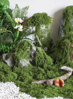 新款仿真苔藓草坪坪植物景观绿化植绒植物墙丝状毛线椰丝曲丝草