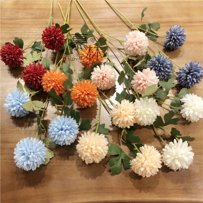 仿真3头绢花婚庆插花花艺小绣球