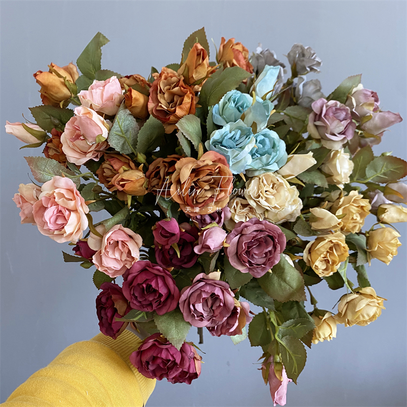 多头小玫瑰仿真花复古蔷薇月季