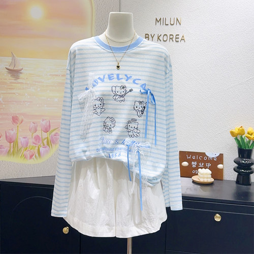 漂亮清新蓝色kitty猫天丝防晒衫