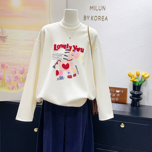 新年氛围感拿捏~2026早春韩代款重工刺绣休闲卫衣中长款显瘦大码