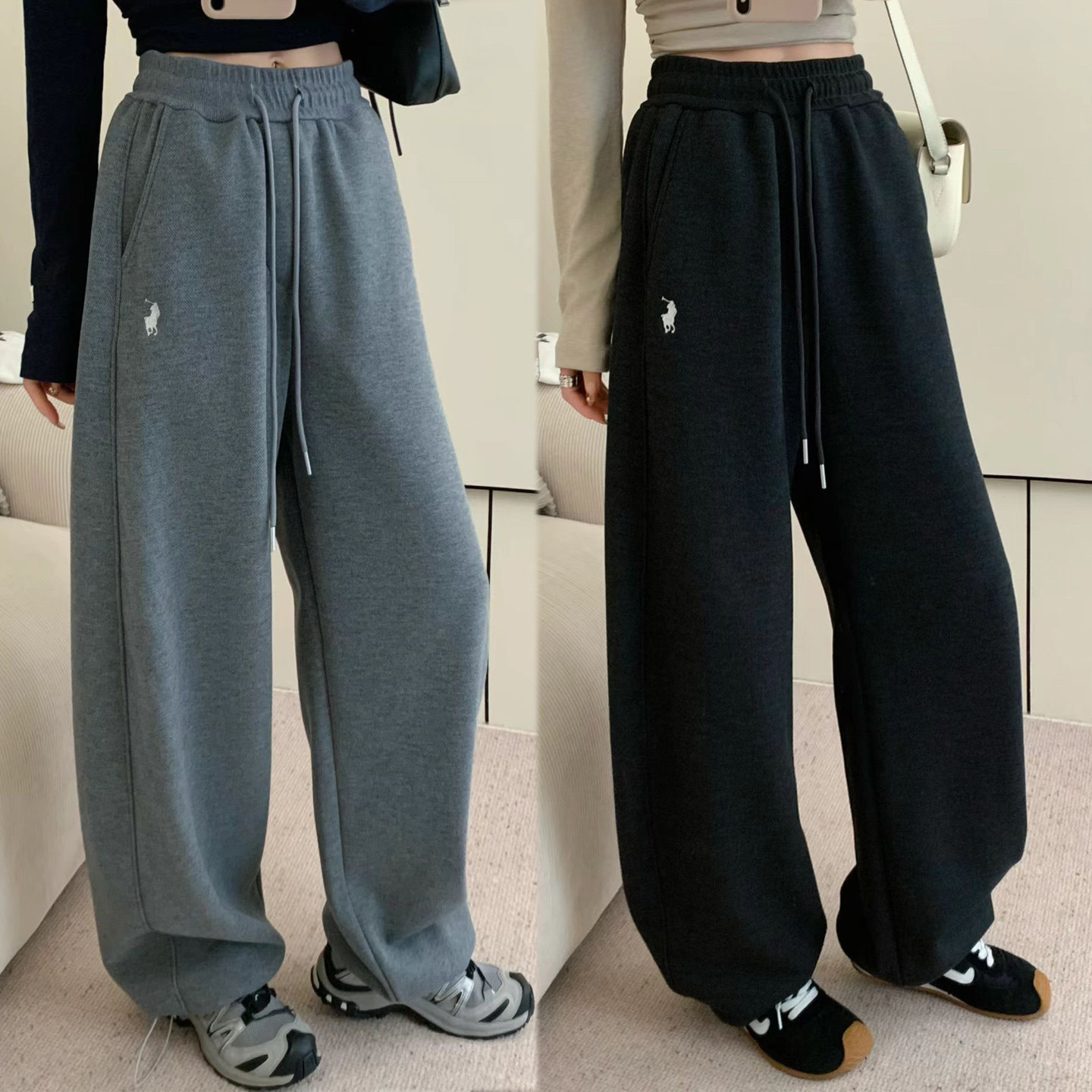 高品质垂感显瘦~秋冬加绒厚卫裤女弯刀直筒裤子毛呢休闲长裤大码,女装/女士精品,卫裤,淘宝优惠券,粉丝福利购,淘宝优惠卷