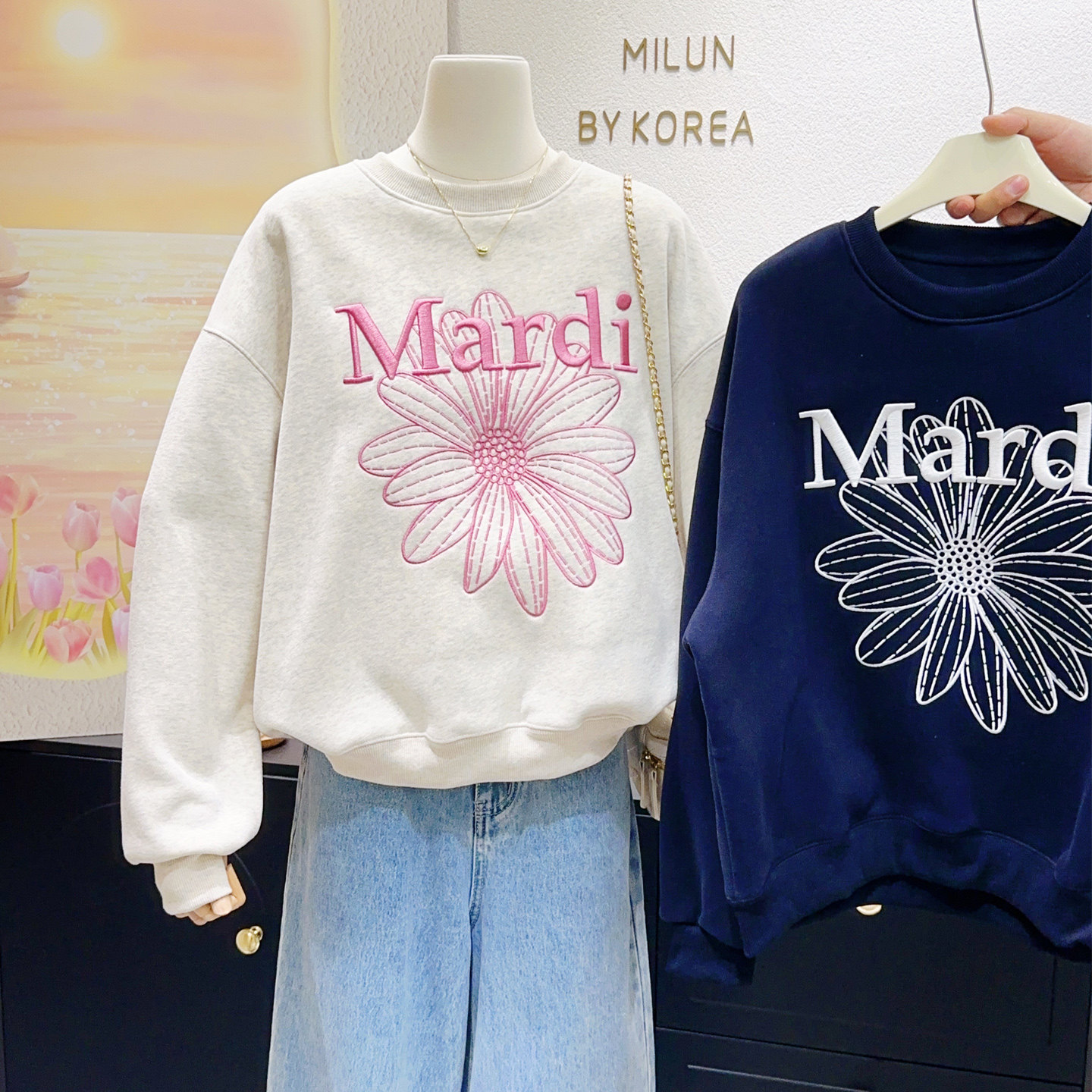 甜美显瘦高品质小雏菊加绒卫衣女