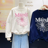 重工刺绣高品质 刺绣花朵加绒卫衣保暖上衣大码 韩国订单款 秋冬季