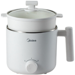 美的电煮锅煮面锅带蒸笼家用电煮锅1.2L不锈钢内胆煮锅MC-XZE1614