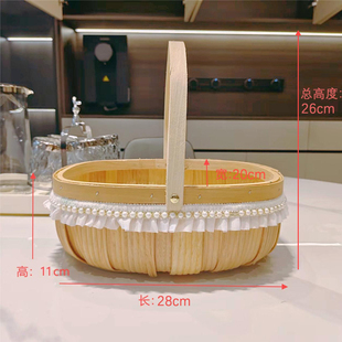 珍珠木片鸡蛋花篮礼品篮月子鸡蛋篮水果篮满月篮子 5个装 柳元 素