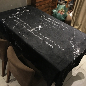 大理石纹桌布ins北欧风现代简约黑白餐桌茶几布盖巾防烫加厚台布