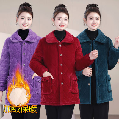 妈妈冬装加绒加厚减龄百搭棉服
