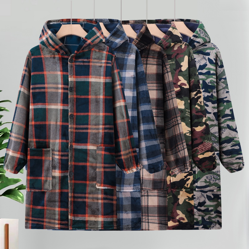 男士罩衣成人长袖加绒保暖大码外套工作服防污防脏一体绒围裙套褂