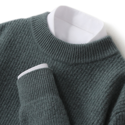 新款高端男士半高领加厚100%纯羊毛衫休闲宽松针织打底羊绒衫毛衣