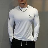 紧身衣高弹力速干运动上衣透气T恤保暖打底衫 跨境男士 健身衣长袖