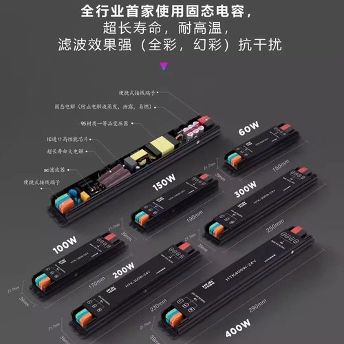 超小体积led灯线型灯电源变压器24v220V转24V400w线条灯带驱动器