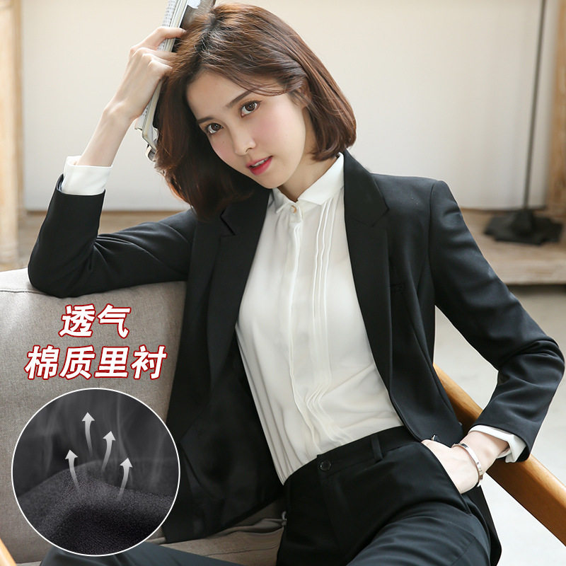 黑色西装 外套女小西装 工作服职业女裤套装