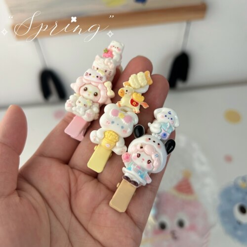 手工制作奶油胶发夹卡通可爱儿童发夹装饰直播拆