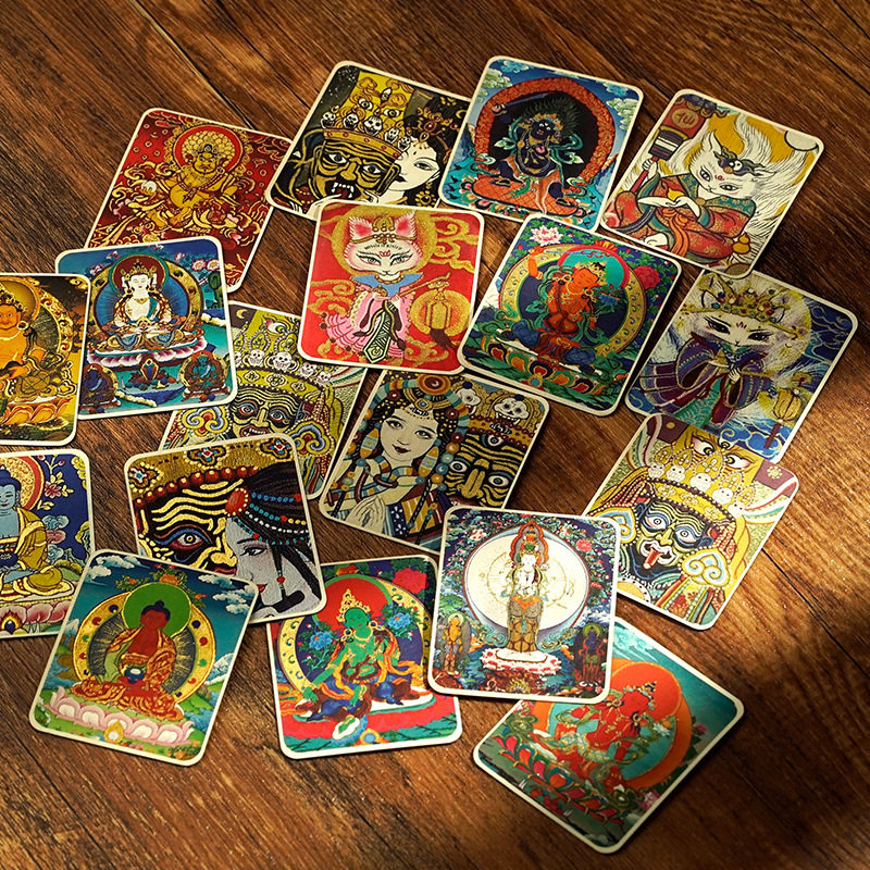 描金手绘唐卡画布扎基拉姆黄财神文殊药师绿度母手绘唐卡图案