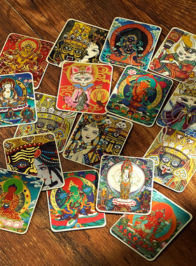 描金手绘唐卡画布扎基拉姆黄财神文殊药师绿度母手绘唐卡图案