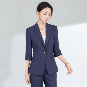 女士夏季通勤短袖西服裙套装
