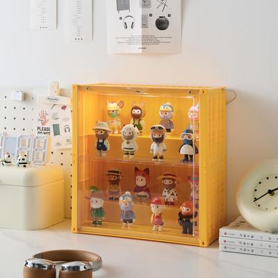 泡泡玛特盲盒展示架收纳盒子手办2024新款女孩双层带灯透明展示架