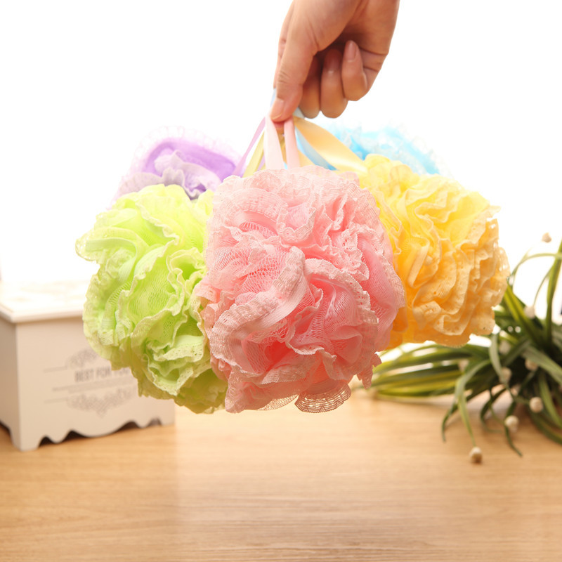 爆款加厚蕾丝边沐浴球 大号搓澡巾 洗澡擦儿童浴球浴花