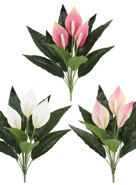 爆款仿真绿植白掌叶绿色植物仿真花家居户外装饰插花摆件拍摄道具