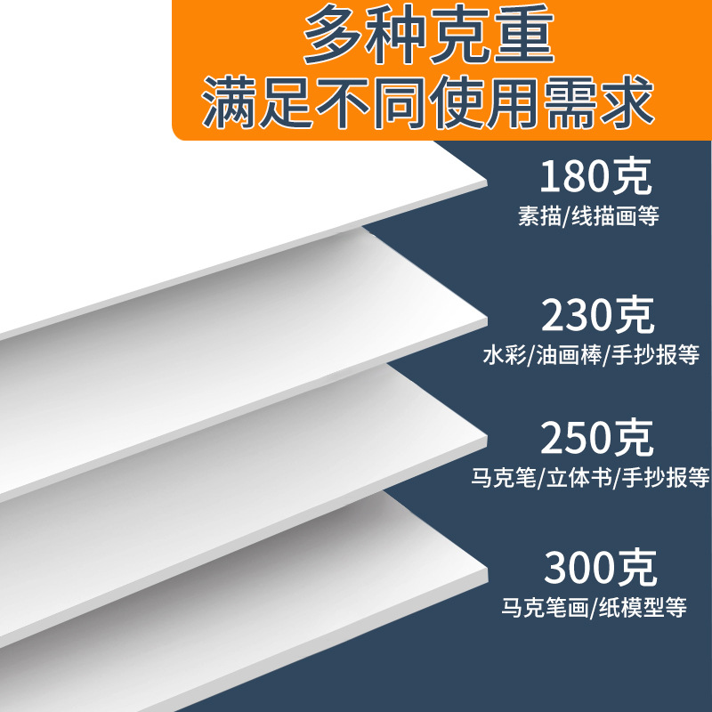 爆款油画棒专用纸正方形A3荷兰白卡美术绘图画纸4K手抄报8K马克笔