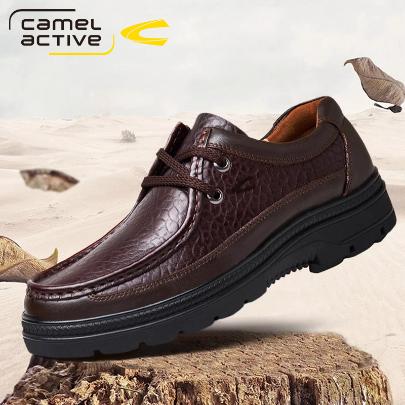 骆驼动感真皮鞋面舒适商务休闲