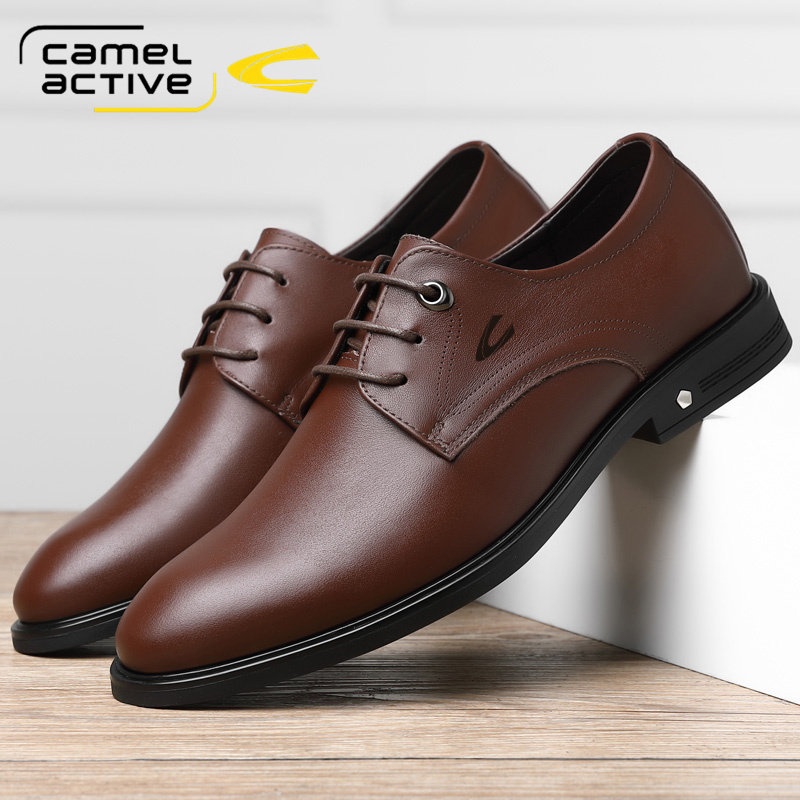 德国骆驼动感商务休闲鞋软底黑色皮鞋男士正装潮鞋办公室春秋季