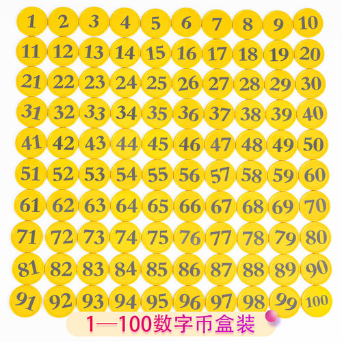 塑料小圆片数字编码币1-100