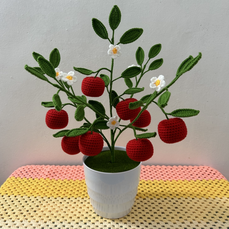 手工编织仿真苹果树家居饰品桌面客厅柜台摆件新年圣诞节平安礼物