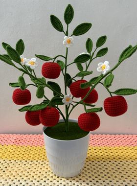 手工编织仿真苹果树家居饰品桌面客厅柜台摆件新年圣诞节平安礼物