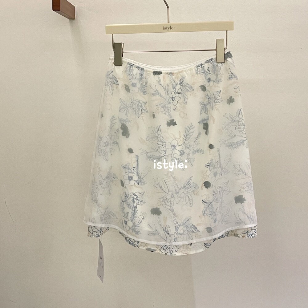 2026春季istyle韩版新中式国风印花短裙花边冰丝网纱气质半身裙女