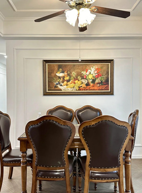 复古装饰画餐厅饭厅背景墙挂画一整幅横版美式客厅壁画静物水果