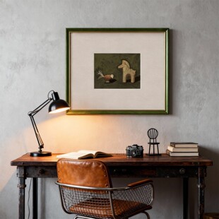 米尔顿艾弗里实木绿边画欧式小众卧室餐厅油画挂画装饰画单幅壁画