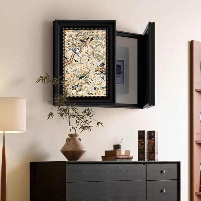 燕子双开门电表箱装饰画法式中古餐厅电闸开关壁画配电箱遮丑挂画