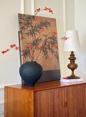 禅意水墨竹子入户玄关挂画法式中古风客厅沙发装饰画新中式无框画