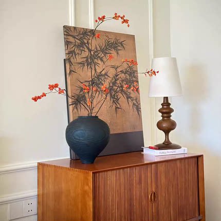 禅意水墨竹子入户玄关挂画法式中古风客厅沙发装饰画新中式无框画