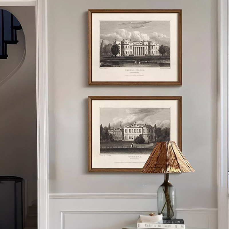 法式复古欧式城堡庄园挂画美式中古风客厅卧室走廊书房建筑装饰画,家居饰品,现代装饰画,淘宝优惠券,粉丝福利购,淘宝优惠卷