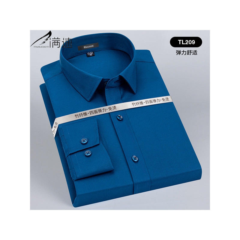 男士秋季衬衫新款长袖大码衬衣弹力免烫正装职业装商务休闲男春夏