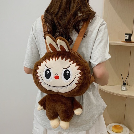 泡泡兔子拉布公仔毛绒卡通双肩labubu包女童跨境礼品斜挎玛特