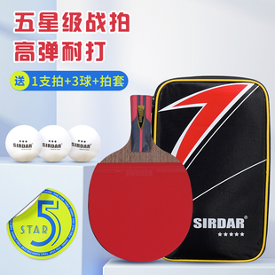 五星乒乓球拍正品官方旗舰店胶皮专业级六星单拍成人儿童初学者