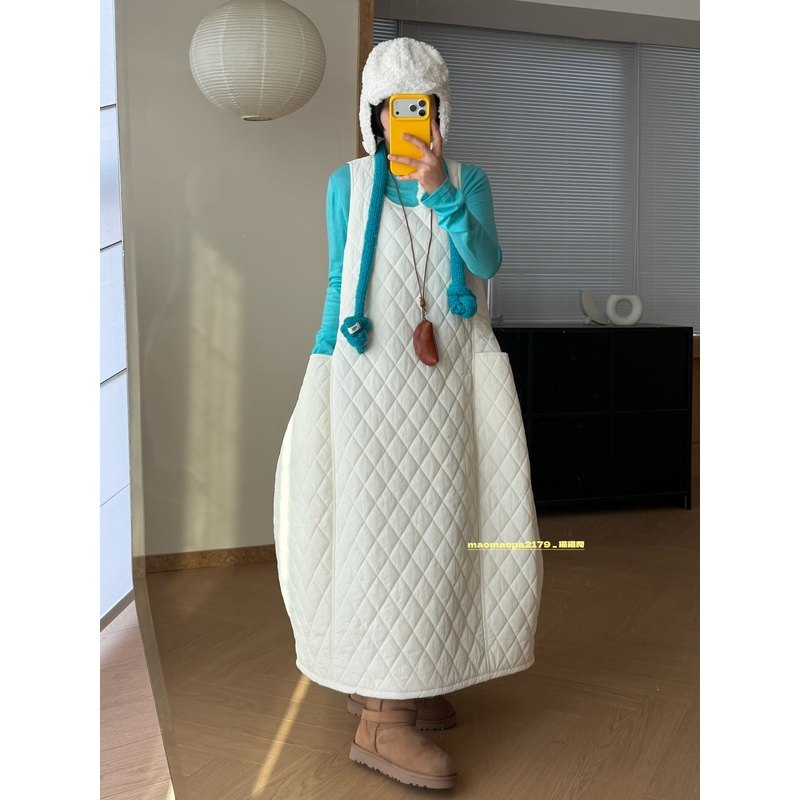 猫姐推荐｜宽松时髦慵懒风保暖叠穿大口袋菱格夹棉背心连衣裙棉裙,女装/女士精品,棉衣/棉服,淘宝优惠券,粉丝福利购,淘宝优惠卷