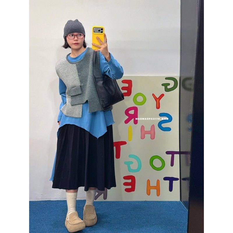 猫姐推荐｜宽松复古叠穿保暖高腰显瘦羊毛针织百褶半身裙A字裙女