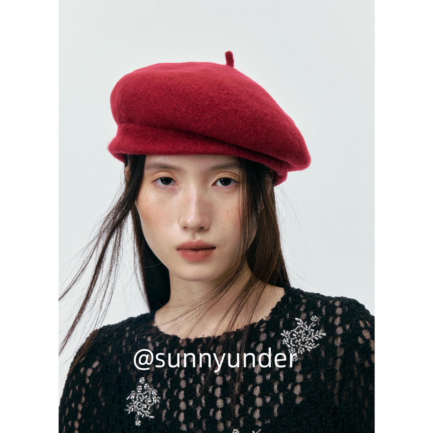 安哥拉红色复古立体羊毛呢贝雷帽子女秋冬韩版日系显脸小礼帽ins